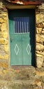 Old Metalic Green Door with Grids