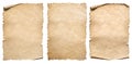 Vintage paper or parchments collection isolated on white Royalty Free Stock Photo