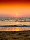 Vertical orange ocean sunset landscape background