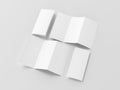 Vertical pages accordion or zigzag trifold brochure mockup on white background. Three panels, six pages leaflet Royalty Free Stock Photo