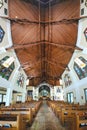 Vertical panorama inside the St. Paul Episcopal church in Key West, Florida. Royalty Free Stock Photo