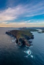 Vertical panorama landscape of the Bray Head cliffs on Valentia Island at sunset Royalty Free Stock Photo