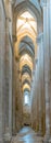 Vertical panorama of the lateral aisle of the nave of the church of the Alcobaca monastery