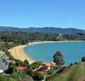 Vertical Panorama of Little Kaiteriteri with Copy Space Royalty Free Stock Photo