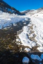 Vertical panorama of the mountain river Royalty Free Stock Photo