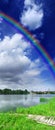 Vertical panorama with rainbow Royalty Free Stock Photo