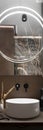 Stylish led light in bathroom, vertical panorama Royalty Free Stock Photo