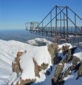 Vertical Panoramic View of Bunji Jump Tower at Mount Hutt Ski Field Royalty Free Stock Photo