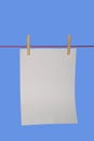 Vertical paper on washing line Royalty Free Stock Photo