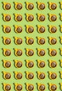 Vertical pattern with yellow cups and tea bags on a green background. A tea background Royalty Free Stock Photo