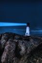 Vertical of Peggys Cove Lighthouse, Nova Scotia, Canada at nigh