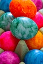 Vertical photo, beautiful colorful Easter eggs. Royalty Free Stock Photo