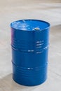 Vertical Photo Of A Blue Metal Oil Barrel