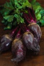 Vertical photo of a bunch of red turnips