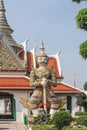 Bangkok, Thailand - October 2017: Giant Yaksha Statue, or Demon Guardian statue, from Wat Arun in Bangkok, Thailand.