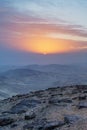 Vertical photo magic landscape of judean desert in Israel. Outdoor sunlight and sunrise over holy land