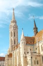 Vertical photo of the Matthias Church, also known as the Church of the Assumption of the Buda Castle, in Budapest, Hungary. Royalty Free Stock Photo