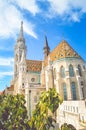 Vertical photo of the Matthias Church, also known as the Church of the Assumption of the Buda Castle, in Budapest, Hungary. Royalty Free Stock Photo