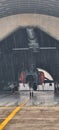 NATO Fighter Jet in Hangar Ready for Takeoff Vertical Photo with Copy Space Royalty Free Stock Photo