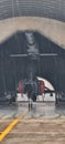 NATO Fighter Jet in Hangar Ready for Takeoff Vertical Photo with Copy Space Royalty Free Stock Photo