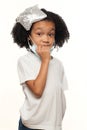 Cute Young Expressive African American Girl Wearing a Surgical Mask