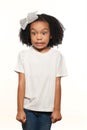 Cute Young Expressive African American Girl on a White Background