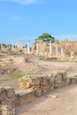 Vertical photography of the ruins of ancient Greek city-state Salamis taken with blue sky above Royalty Free Stock Photo