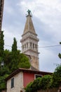 Vertical picture of the bell tower of the Church of St. Euphemia also known as Basilica of St. Euphemia in the old town of Royalty Free Stock Photo