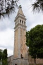 Vertical picture of the bell tower of the Church of St. Euphemia also known as Basilica of St. Euphemia in the old town of Royalty Free Stock Photo