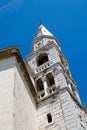 Vertical picture of the Bell Tower of St. Elias` Church or Church of St. Elias in the old town of Zadar, Croatia