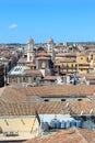 Vertical picture capturing amazing cityscape of Sicilian city Catania, Italy taken from above the old town. Catania has many Royalty Free Stock Photo