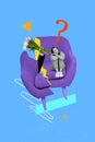 Vertical picture collage of lovely girlfriend sitting on purple couch questioned when boyfriend make proposal marry him