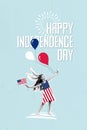 Vertical picture collage small patriot girl usa citizen celebrating fourth July parade spend time cultural weekend Royalty Free Stock Photo