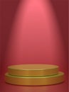 Vertical picture golden geometric sphere background display podium prototype simple podium and commercial product concept red