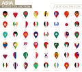 Vertical pin icon, Asia flag collection