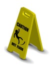 Vertical plastic warning sign slippery floor on a yellow background. Isolated vector Royalty Free Stock Photo