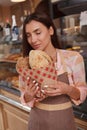 Female baker working at her store Royalty Free Stock Photo