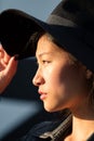 Vertical portrait of a beautiful young asian woman Royalty Free Stock Photo