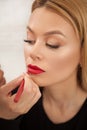 Gorgeous woman getting professional makeup done Royalty Free Stock Photo