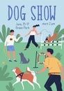 Vertical poster for breed show vector flat illustration. Advertising for dog or cynologist championship event. Pet