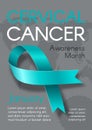 Vertical Poster for Cervical Cancer Awareness Month with a teal ribbo