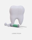 Vertical poster with 3d realistic tooth and syringe with anesthetize Royalty Free Stock Photo