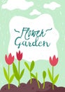 Gardening cartoon vertical card