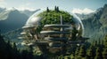 Vertical pristine farms, with clean energy sources, within a green forest