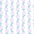 Vertical Purple Flower Garden Vector Seamless Pattern