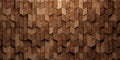 Vertical randomly shifted offset rhomboid wooden cubes or blocks herringbone surface background texture, empty floor or wall