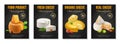 Vertical Realistic Cheese Poster Set