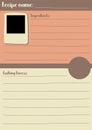 Vertical recipe template in warm color palette, A5 vertical format. Cookbook page collection in cozy retro style