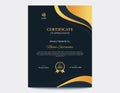 Dark Blue Background with Gold Waves Vertical Certificate