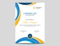 Vertical Colored Blue and Orange Waves Certificate Design